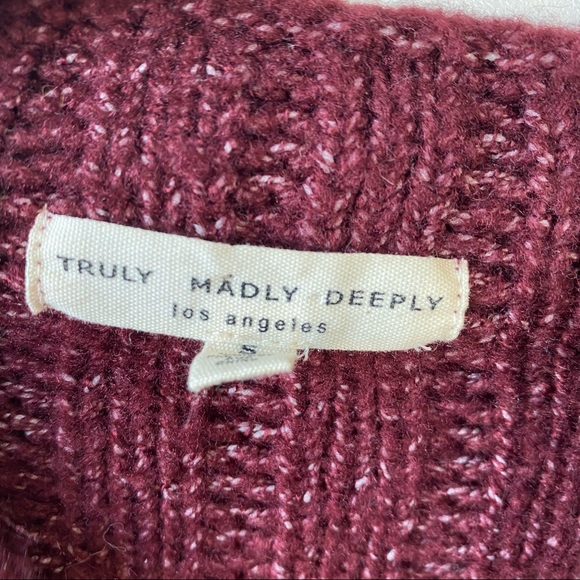 TRULY MADLY DEEPLY Ava Maroon Chunky Cardigan Small Oversized Balloon Sleeve - Picture 7 of 11
